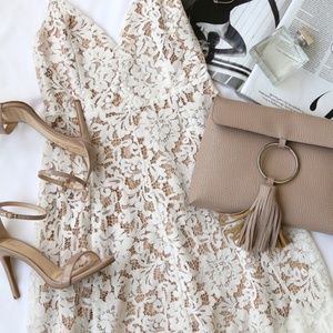 Lulus One Wish White Lace Midi Dress